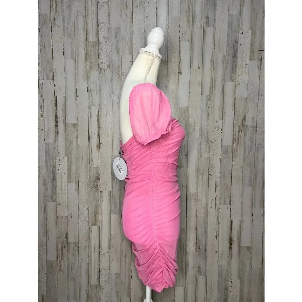 NWT Princess Polly Women's‎ Size 8 Pink Charvi Ruched Mini Dress Party Dress - Picture 6 of 9